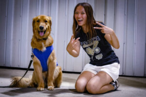 Omaha Iris Wang Omaha the Bat Dog and Iris Wang